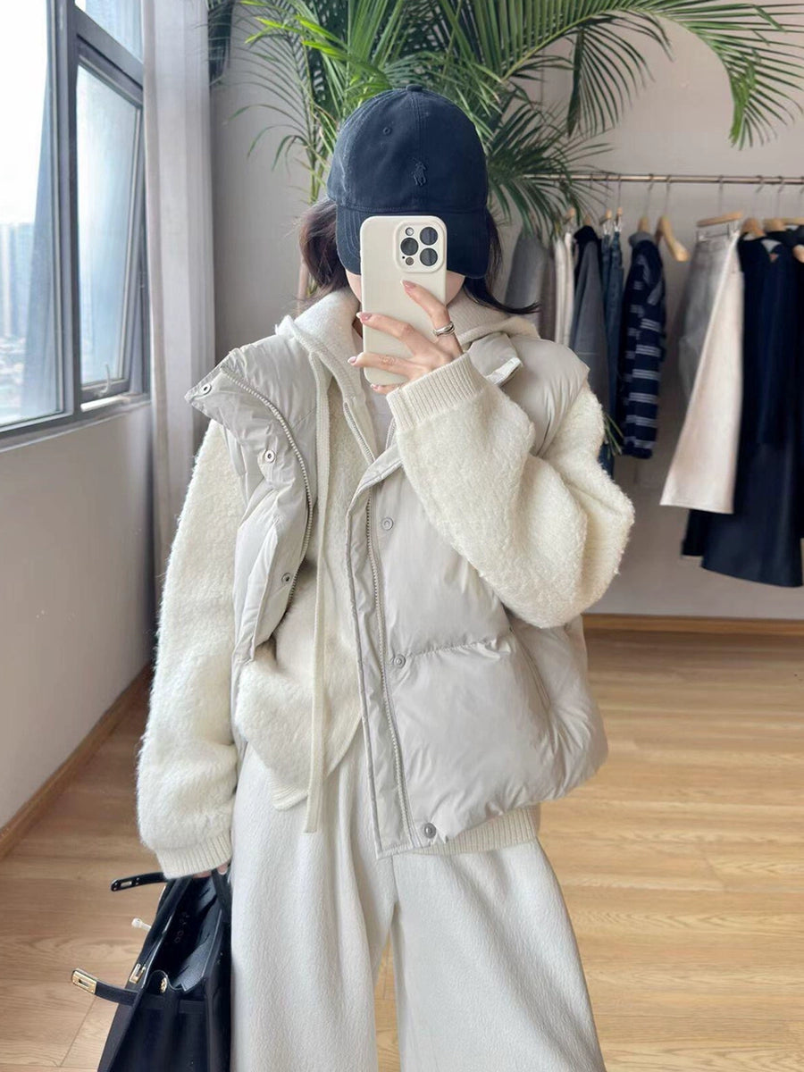 Women's Fall Winter Vest Thickened Mandarin Collar Sleeveless Fleece-Lined Korean-Style Tweed-Style Relaxed for Date Night Holiday Party