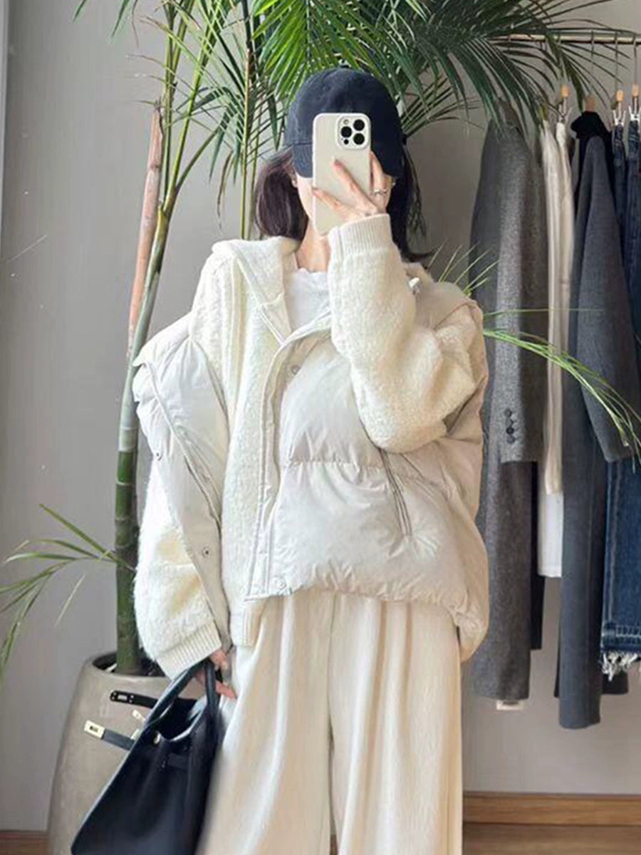 Women's Fall Winter Vest Thickened Mandarin Collar Sleeveless Fleece-Lined Korean-Style Tweed-Style Relaxed for Date Night Holiday Party
