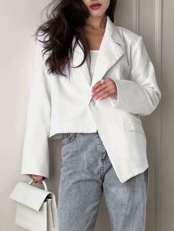 Women's Winter Asymmetric Oversized Casual Blazer Office Workwear Jacket Interview