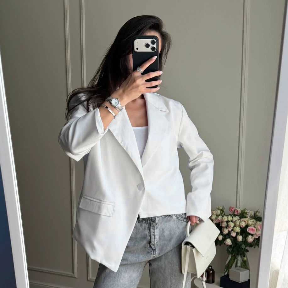 Women's Winter Asymmetric Oversized Casual Blazer Office Workwear Jacket Interview