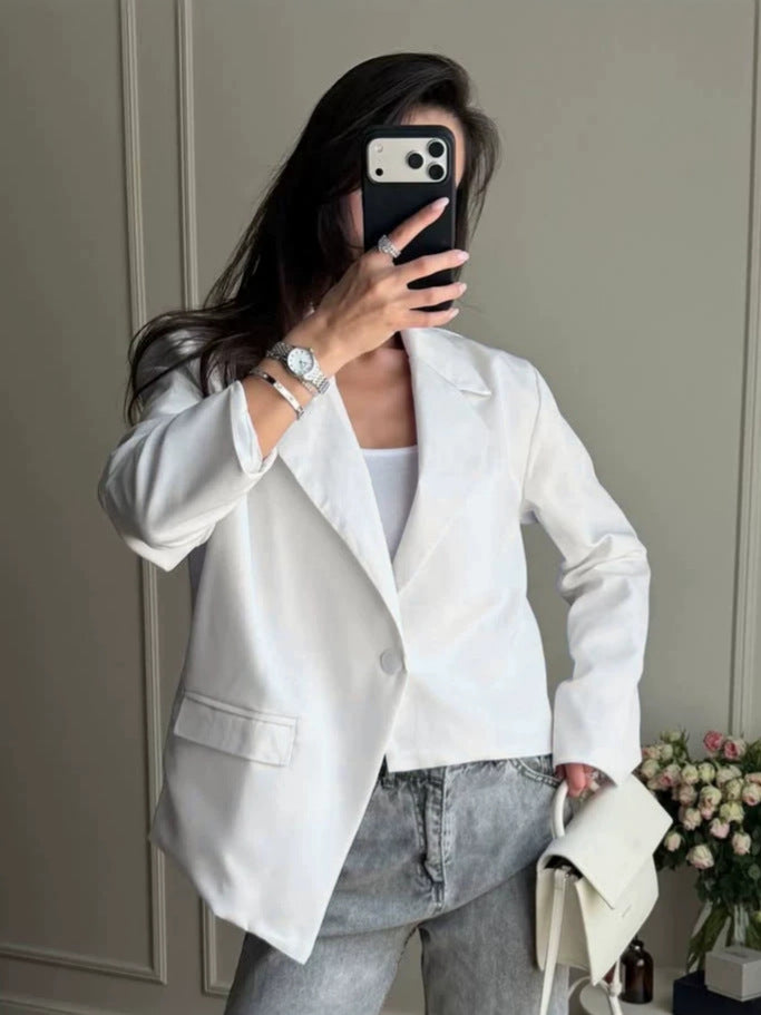 Women's Winter Asymmetric Oversized Casual Blazer Office Workwear Jacket Interview