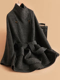 Women's Fall Winter Longline Thickened Mandarin Collar Fleece-Lined Midi Lace-Up Coat for Cold Weather Travel Office Spring Holiday