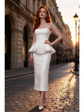 Women's Straight Slim-Waist Ruffle Slim-Fit High-Waist Crystal Evening Dress Formal Midi Dress for Black Tie Wedding Guest Cocktail Party Prom Date Night