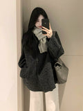 Women's Grey Petite Slim-fit Korean-style Winter Coat for Fall Layering Travel Office Slimming Holiday Date Night