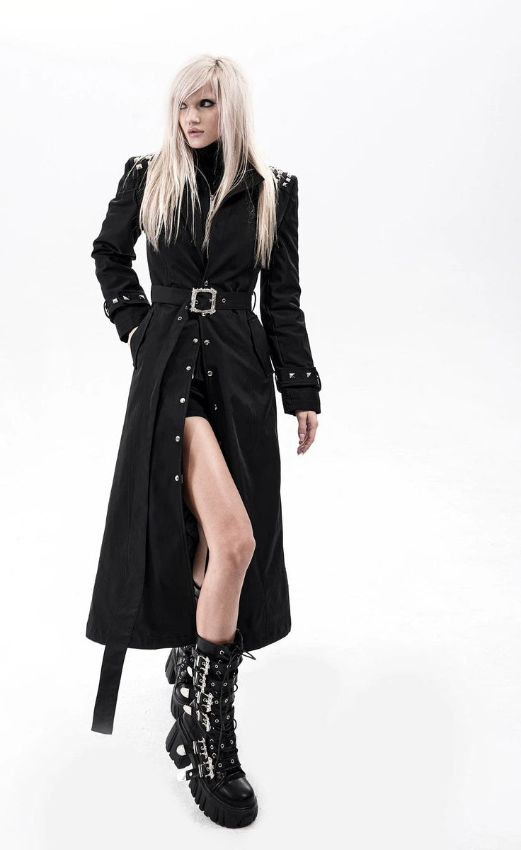 Men's Waist-Defining Studded Winter Metal Slim-Waist Longline Waist-Cinching Trench Coat Fall for Cold Weather Travel Office Holiday Date Night