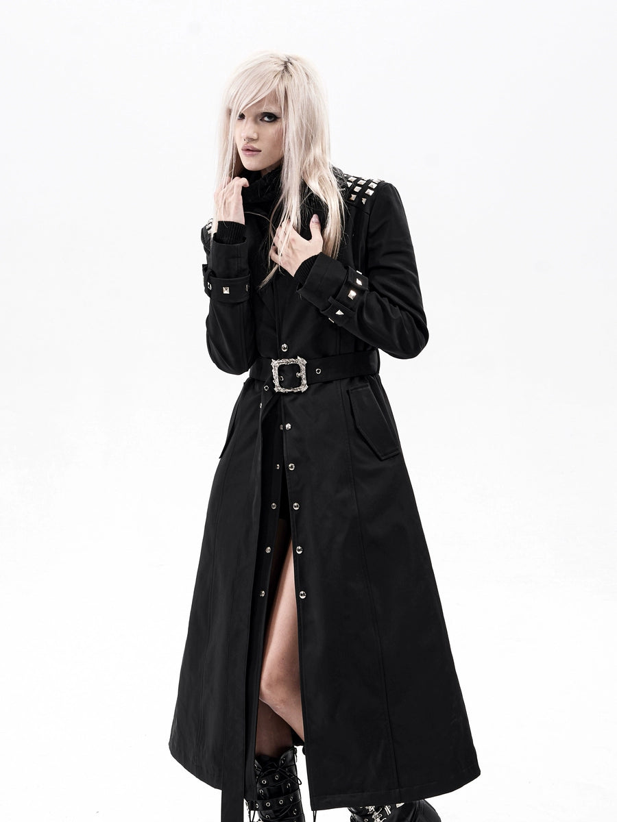 Men's Waist-Defining Studded Winter Metal Slim-Waist Longline Waist-Cinching Trench Coat Fall for Cold Weather Travel Office Holiday Date Night