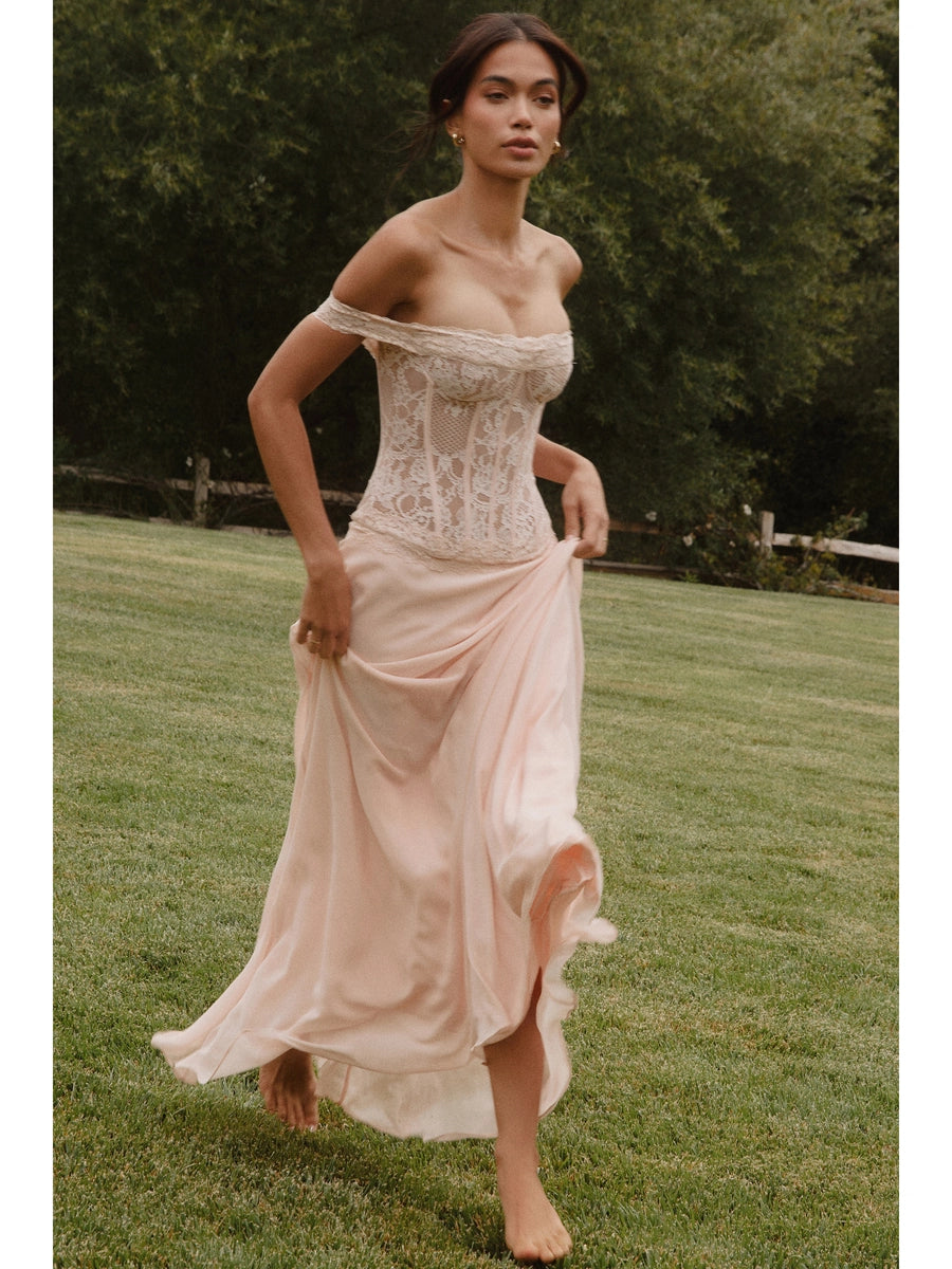 Women's Lace Satin Party Evening Dress Formal Midi Dress for Black Tie Wedding Guest Cocktail Prom Date Night