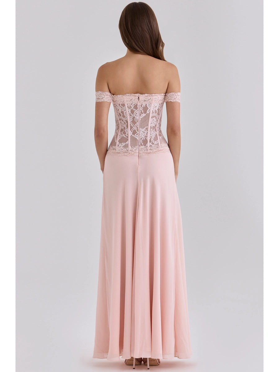 Women's Lace Satin Party Evening Dress Formal Midi Dress for Black Tie Wedding Guest Cocktail Prom Date Night