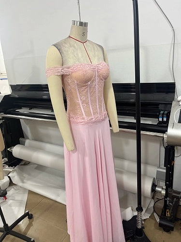 Women's Lace Satin Party Evening Dress Formal Midi Dress for Black Tie Wedding Guest Cocktail Prom Date Night