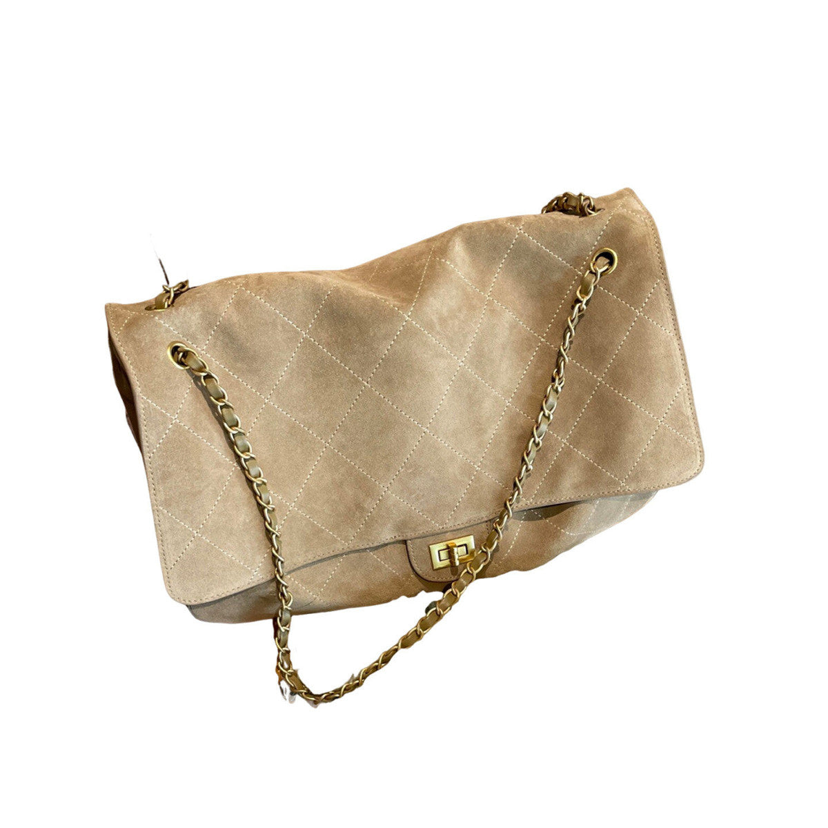 Women's Large-Capacity Chain Suede-Look Tweed-Style Relaxed Tote Bag Shoulder Crossbody Purse Work and Travel Office