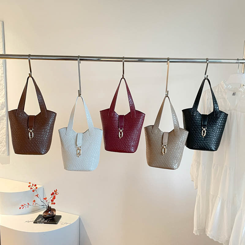 Women's Minimalist Commuter Office Workwear Bucket Bag Drawstring Shoulder Purse Hobo for Everyday Use Travel