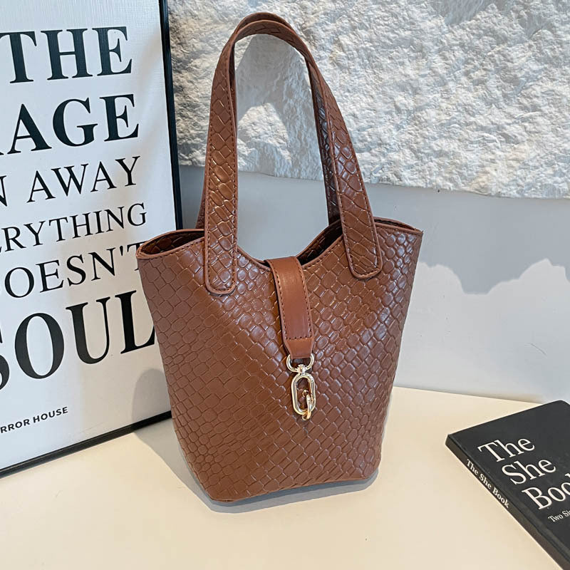 Women's Minimalist Commuter Office Workwear Bucket Bag Drawstring Shoulder Purse Hobo for Everyday Use Travel