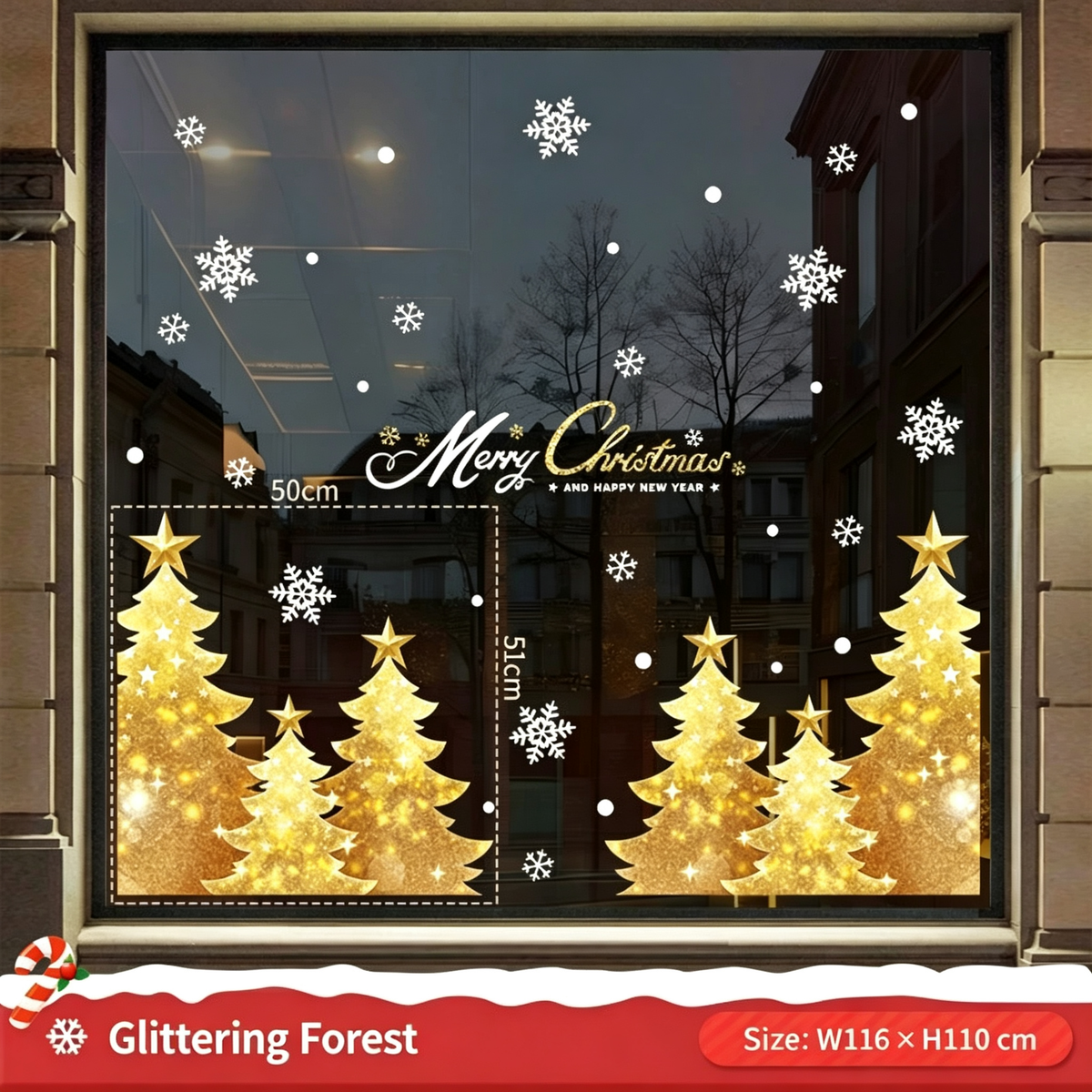 Christmas Static Cling Window Stickers, Removable Holiday Glass Decoration for Storefront and Home