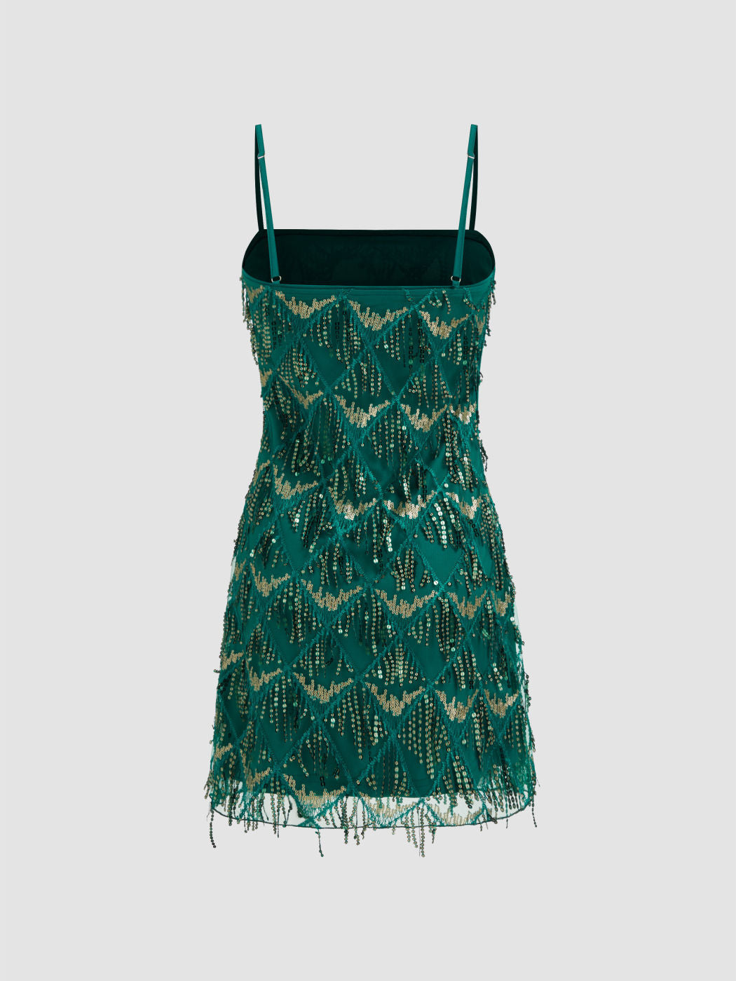 Women Sequin Tassel Mini Dress, Spaghetti Strap Sleeveless Sparkly Fringe Short Dress, Nightclub Cocktail Party Evening Dress