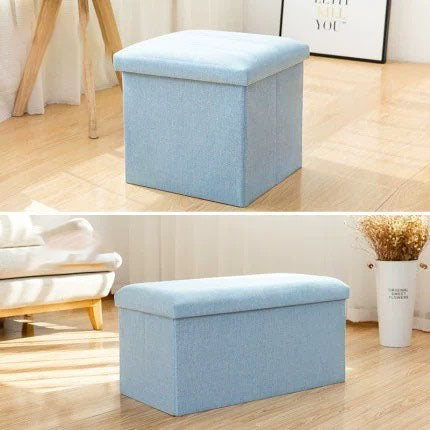 Bangku Ottoman Penyimpanan Linen Lipat | Pijakan Kaki Multifungsi Kotak Penyimpanan Sepatu, Kursi Entri Kubus & Persegi Panjang untuk Kamar Tidur Ruang Tamu