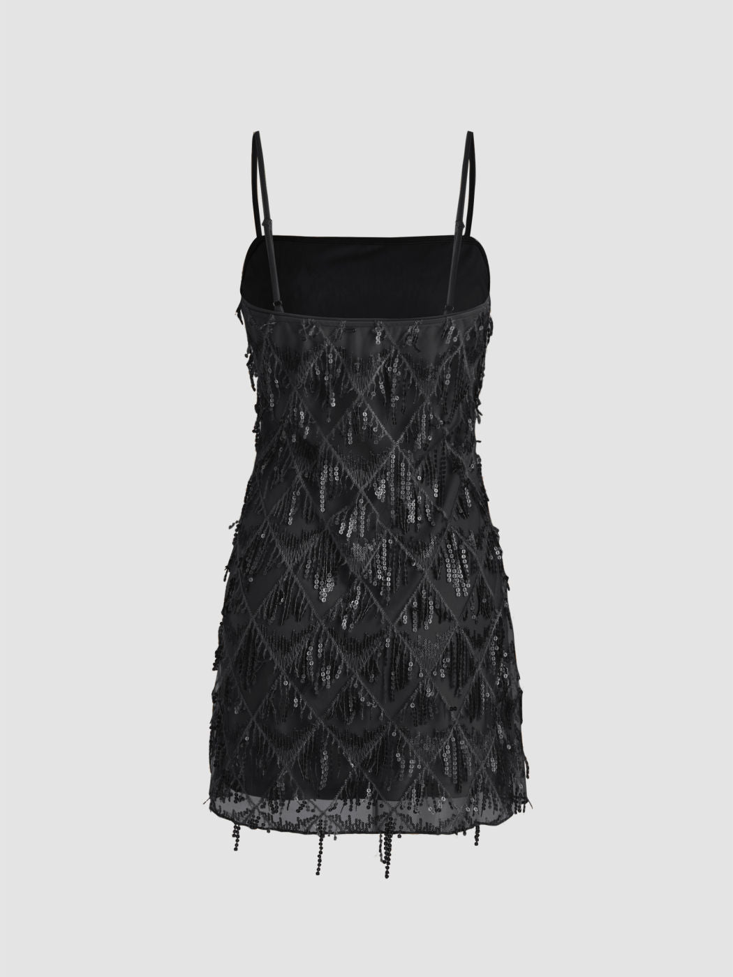 Women Sequin Tassel Mini Dress, Spaghetti Strap Sleeveless Sparkly Fringe Short Dress, Nightclub Cocktail Party Evening Dress