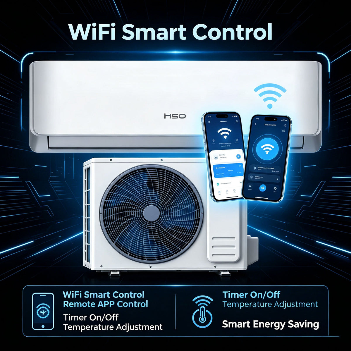AC R32 Inverter Split Air Conditioner Ductless Mini Split for Bedroom and Living Room Home Cooling