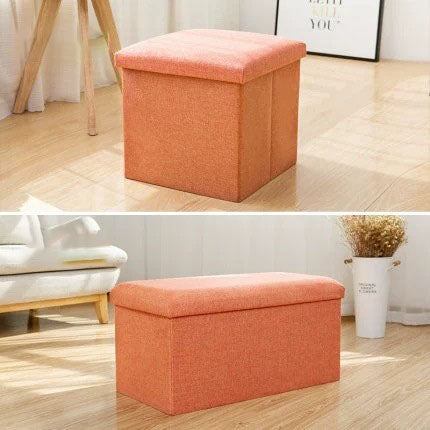 Bangku Ottoman Penyimpanan Linen Lipat | Pijakan Kaki Multifungsi Kotak Penyimpanan Sepatu, Kursi Entri Kubus & Persegi Panjang untuk Kamar Tidur Ruang Tamu