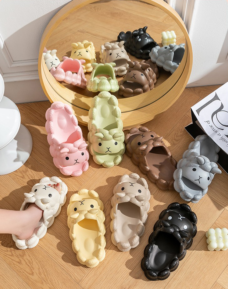 Cute Cartoon Sheep Women Slides, Super Soft Non‑Slip Odor‑Resistant Silent Summer Slippers for Indoor Bathroom Home Outdoor Wear