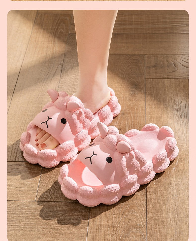 Cute Cartoon Sheep Women Slides, Super Soft Non‑Slip Odor‑Resistant Silent Summer Slippers for Indoor Bathroom Home Outdoor Wear