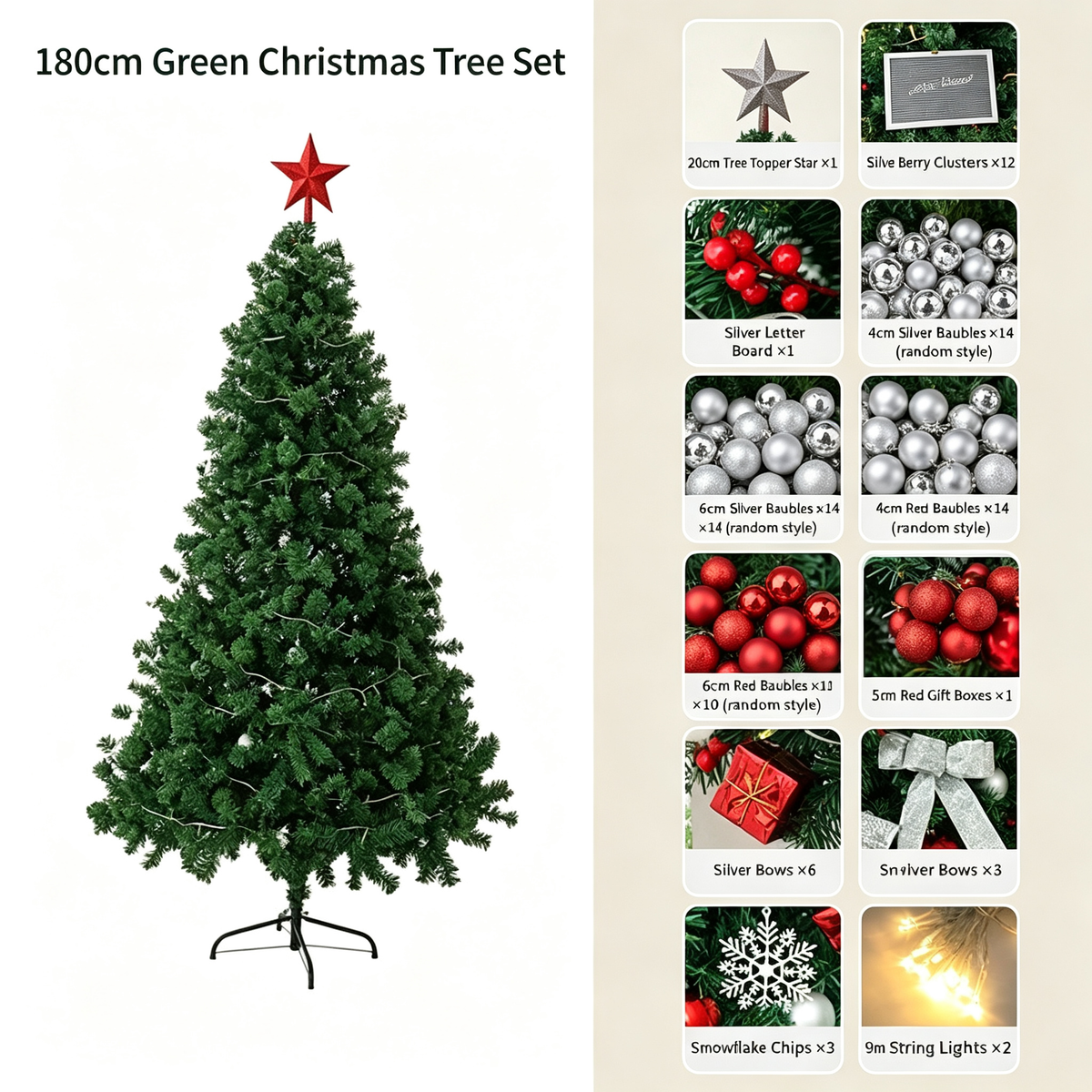 Pre-Lit Artificial Christmas Tree Set, Flocked Holiday Tree with Stand for Home Mall and Window Decor