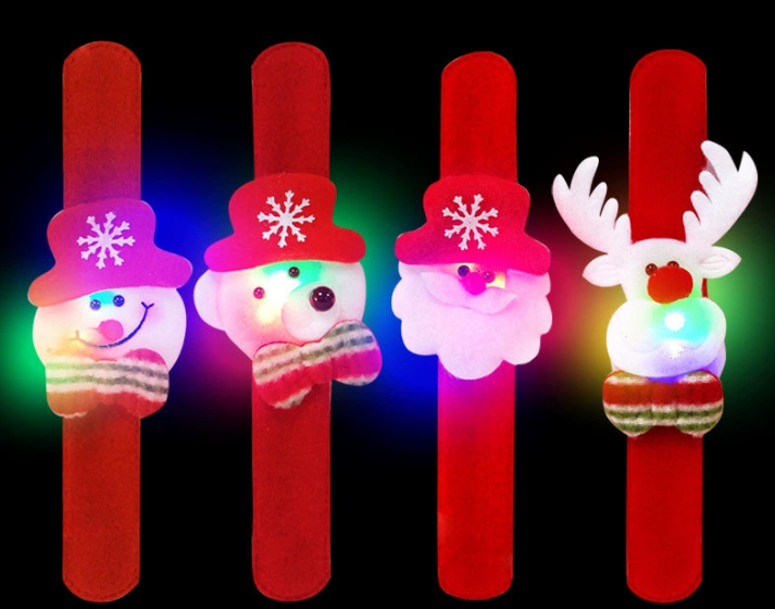 LED Santa Slap Bracelet, Light-Up Christmas Party Favor and Fun Holiday Gift for Kids
