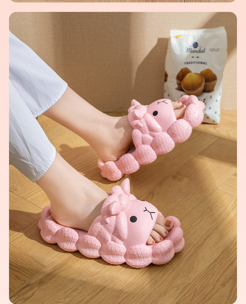 Cute Cartoon Sheep Women Slides, Super Soft Non‑Slip Odor‑Resistant Silent Summer Slippers for Indoor Bathroom Home Outdoor Wear