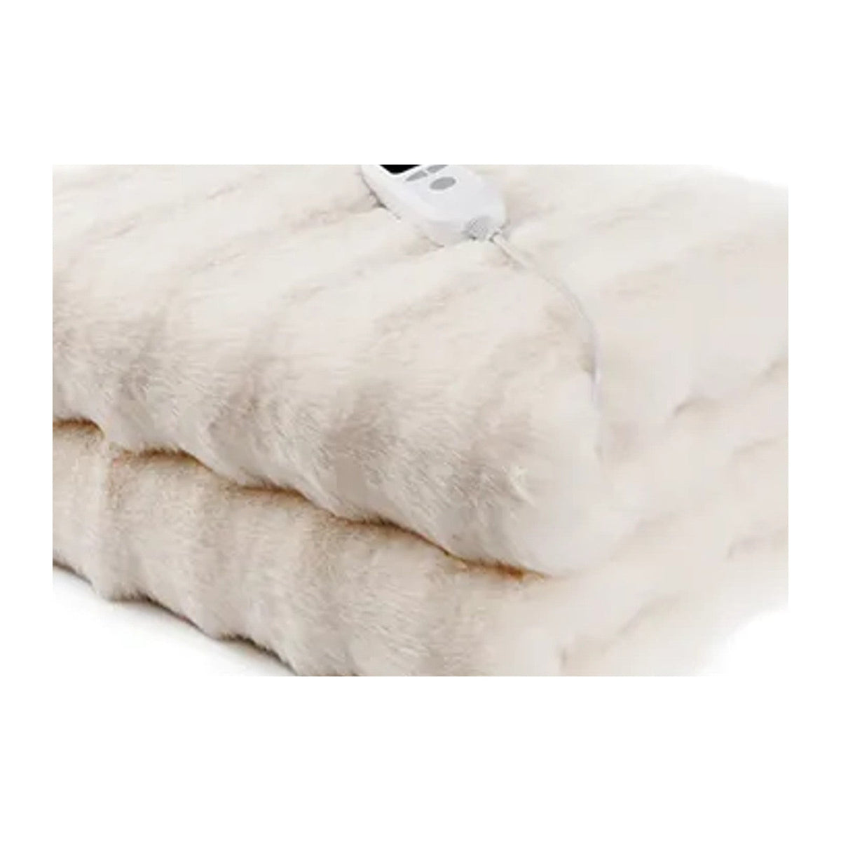 Mulan Faux Rabbit Fur Electric Heated Throw Blanket with Temperature Controller for Winter Bedroom