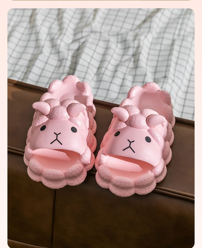 Cute Cartoon Sheep Women Slides, Super Soft Non‑Slip Odor‑Resistant Silent Summer Slippers for Indoor Bathroom Home Outdoor Wear