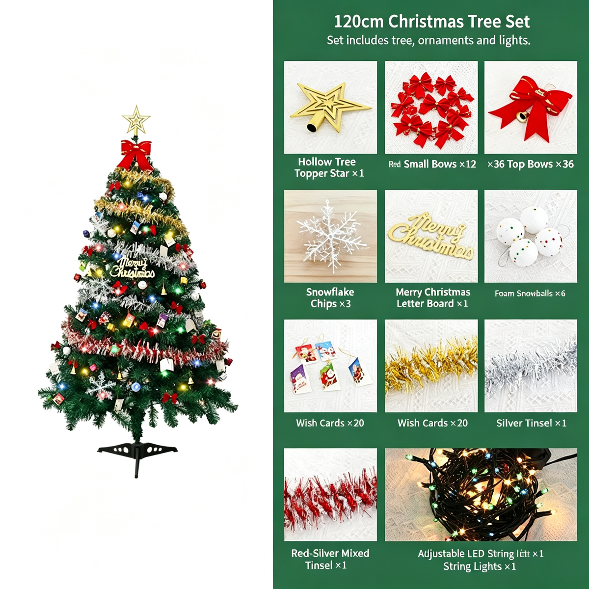 Pre-Lit Artificial Christmas Tree Set, Flocked Holiday Tree with Stand for Home Mall and Window Decor