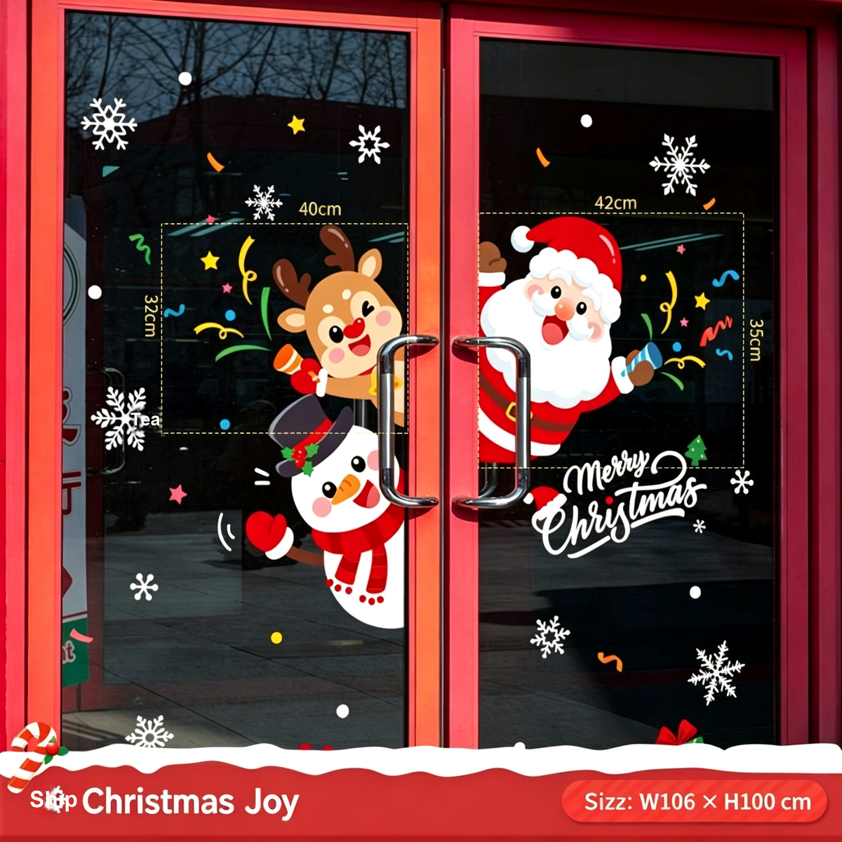 Christmas Static Cling Window Stickers, Removable Holiday Glass Decoration for Storefront and Home