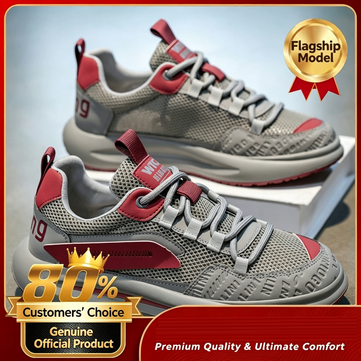 Men's Summer Chunky Sole Breathable Mesh Sneakers Casual Athletic Shoes