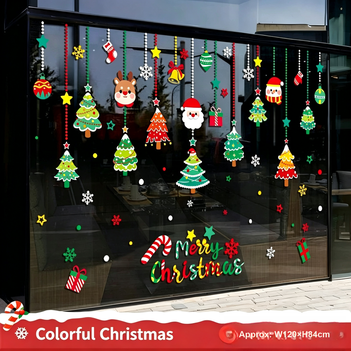 Christmas Static Cling Window Stickers, Removable Holiday Glass Decoration for Storefront and Home