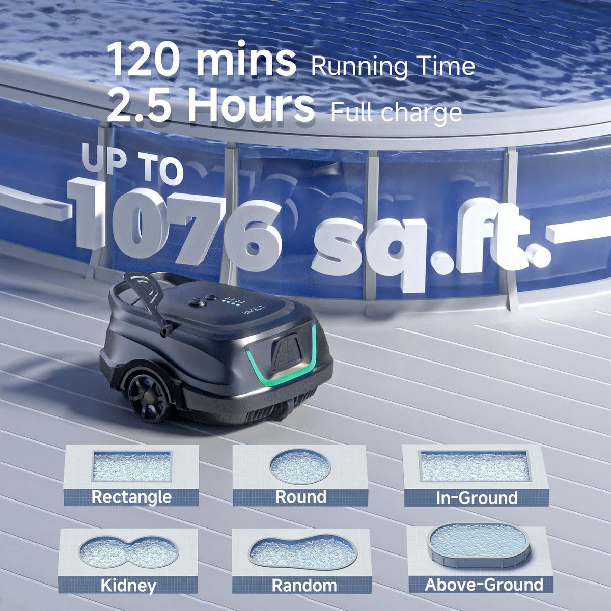 WYBOT A1 Robotic Pool Cleaner Black for Inground and Above Ground Home Swimming Pools