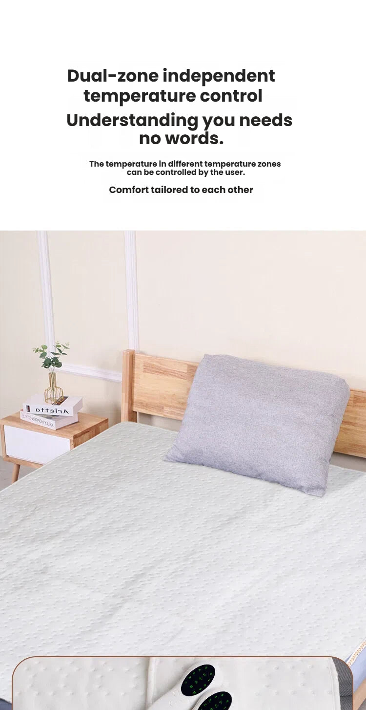 Electric Blanket Dual Control Pure White Ultrasonic with Temperature Controller for Winter Bedroom