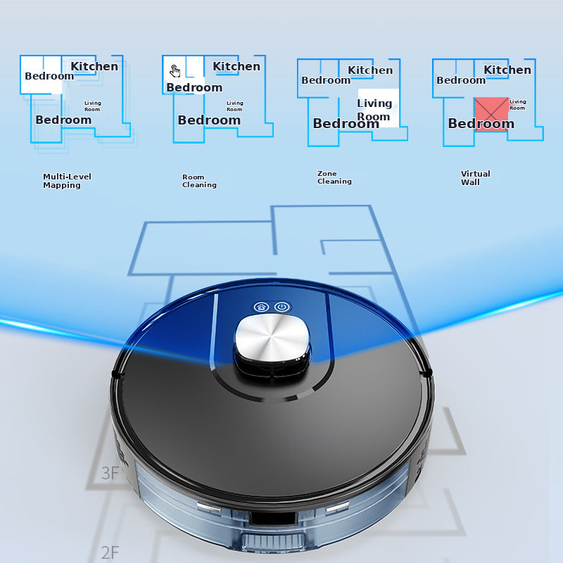 V2 LDS Laser Robot Vacuum and Mop with Smart Mapping for Hard Floors and Low Pile Carpet