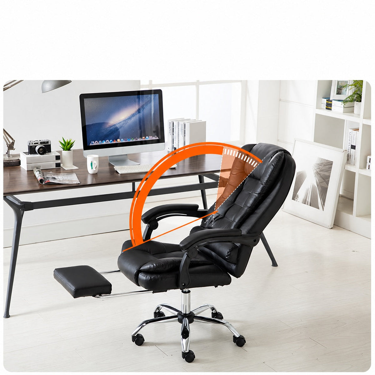 JY 09 Reclining PU Leather Executive Chair Executive Office Chair for Home Office Study Desk and Long Sitting Sessions