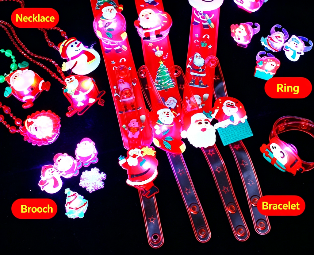 Christmas Ring Set, Santa Rings, 6-Piece or 50-Piece Assorted Holiday Party Favor Pack, Stocking Stuffers and Gift Exchange Present for Kids and Adults
