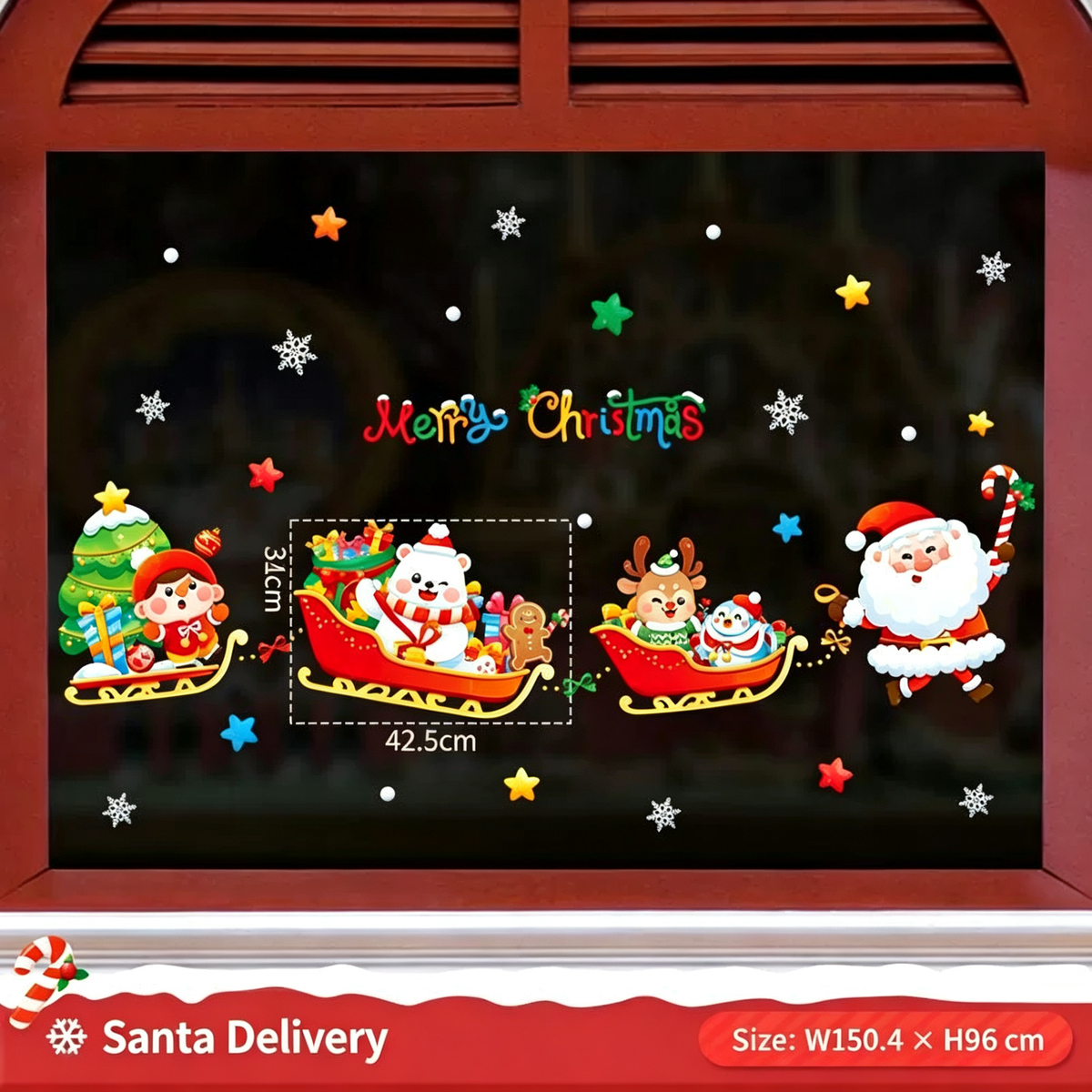 Christmas Static Cling Window Stickers, Removable Holiday Glass Decoration for Storefront and Home