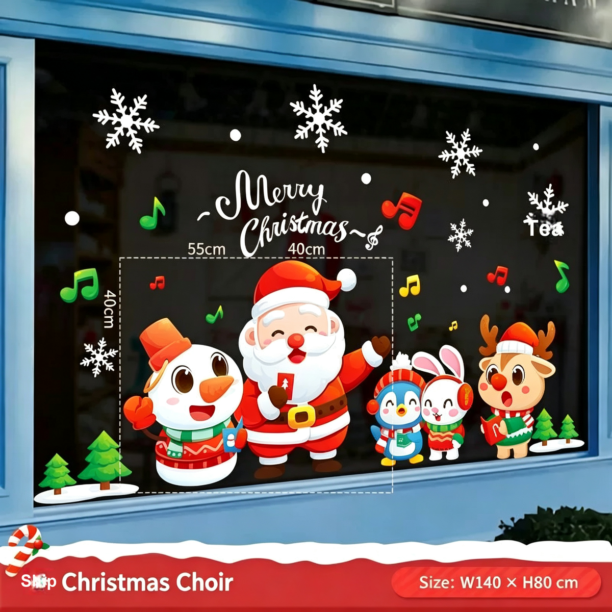 Christmas Static Cling Window Stickers, Removable Holiday Glass Decoration for Storefront and Home