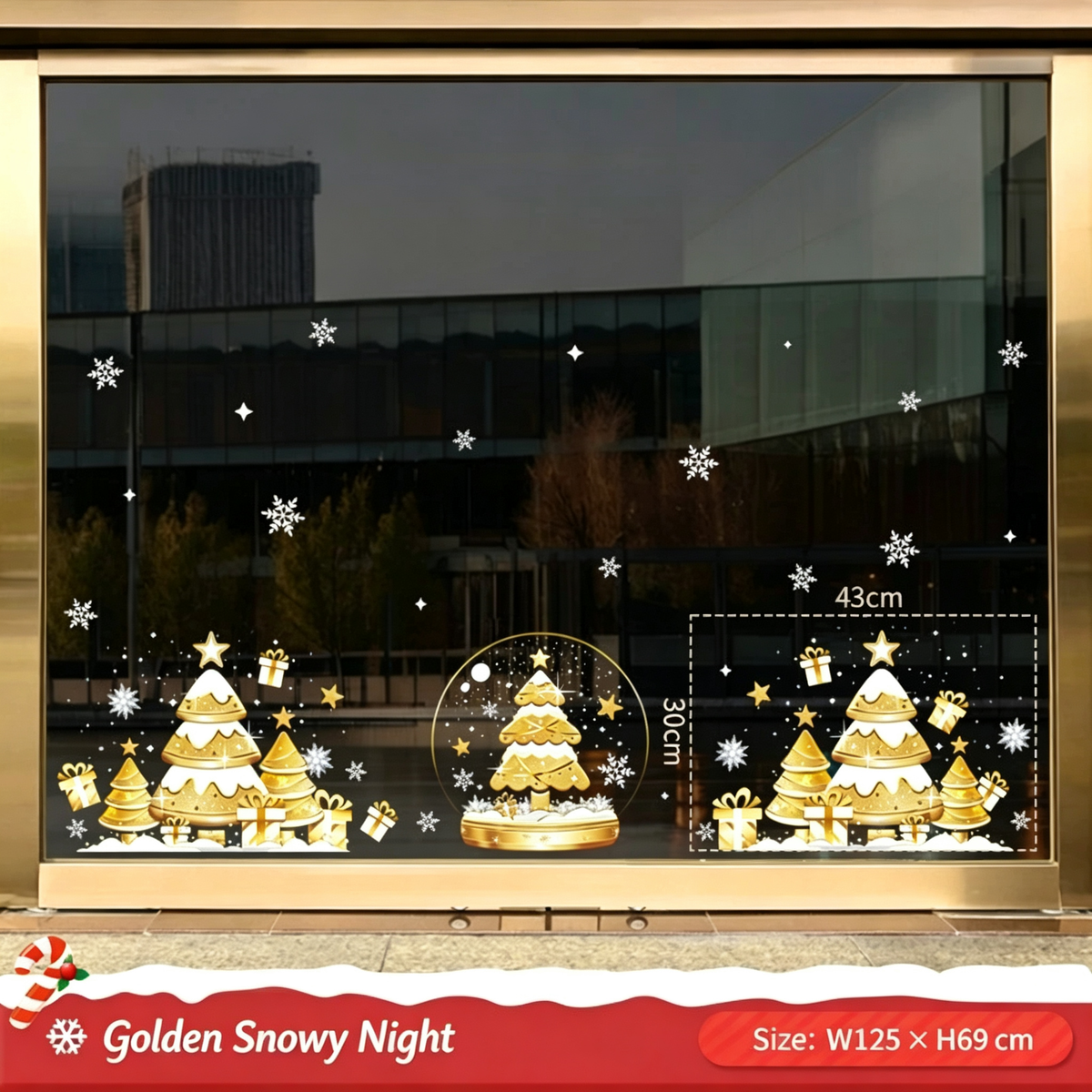 Christmas Static Cling Window Stickers, Removable Holiday Glass Decoration for Storefront and Home