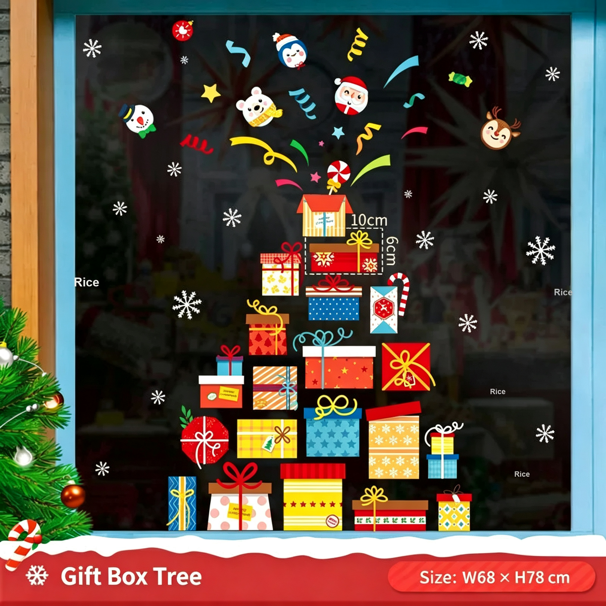 Christmas Static Cling Window Stickers, Removable Holiday Glass Decoration for Storefront and Home
