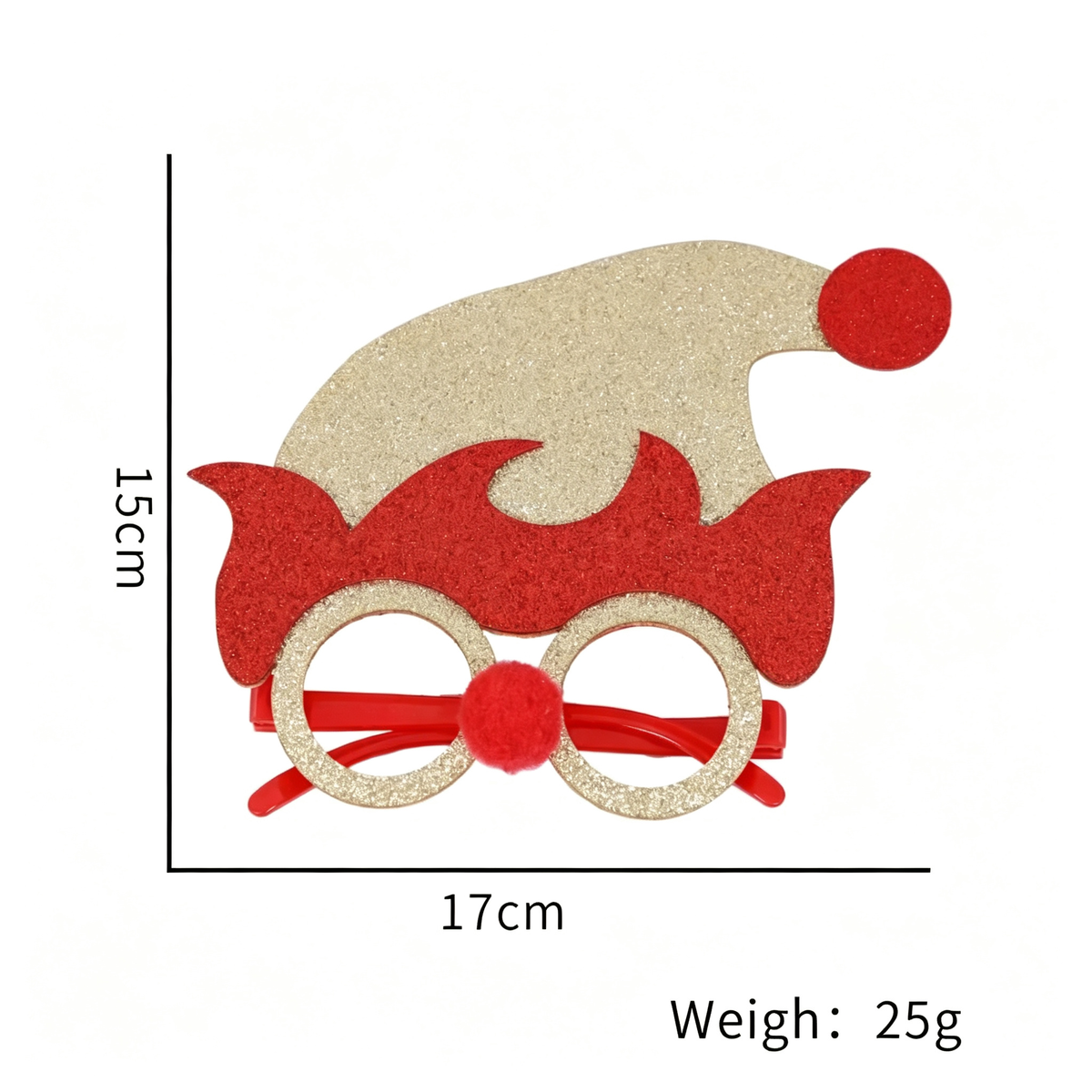 Glitter Santa and Reindeer Party Glasses, Sparkly Christmas Photo Props for Holiday Parties