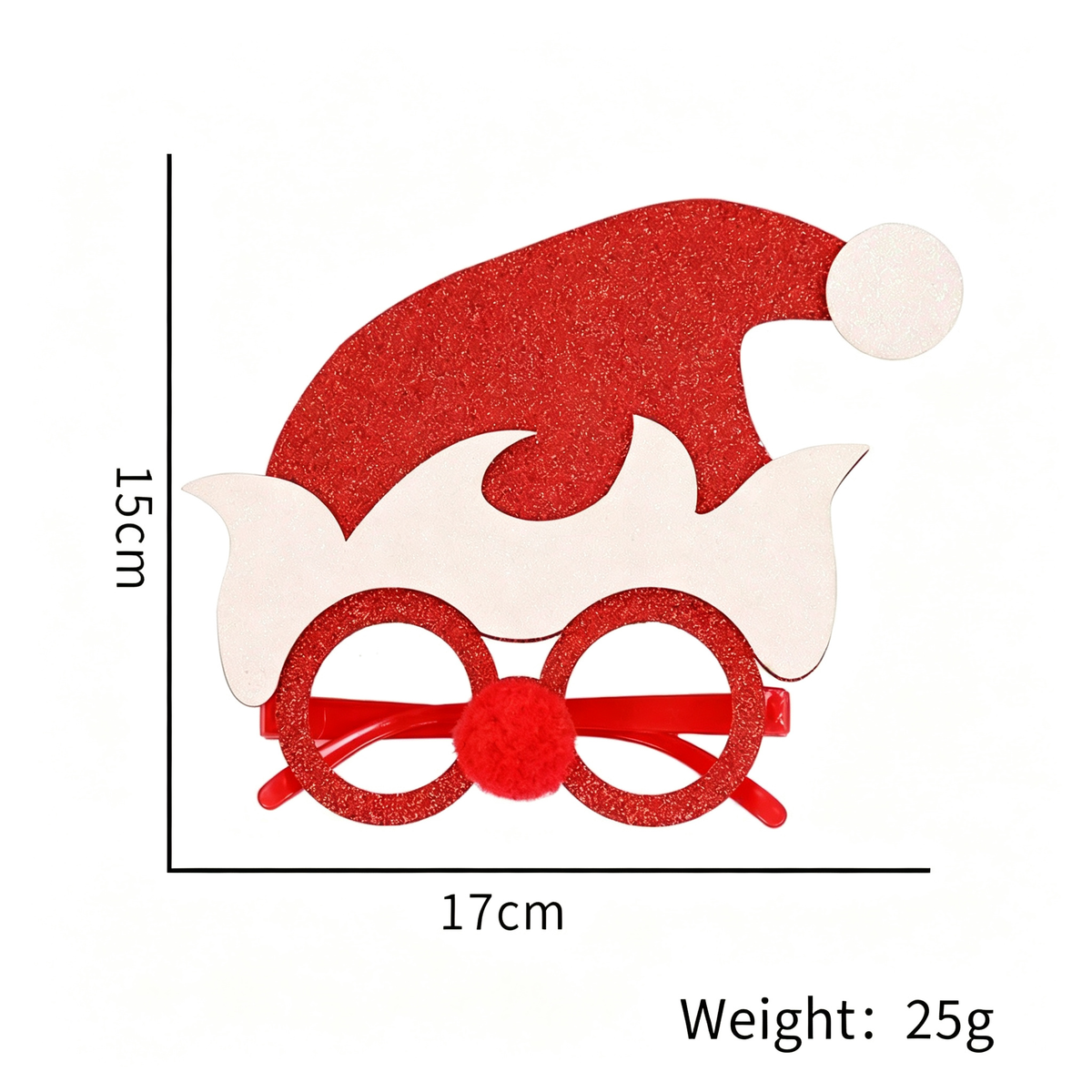 Glitter Santa and Reindeer Party Glasses, Sparkly Christmas Photo Props for Holiday Parties