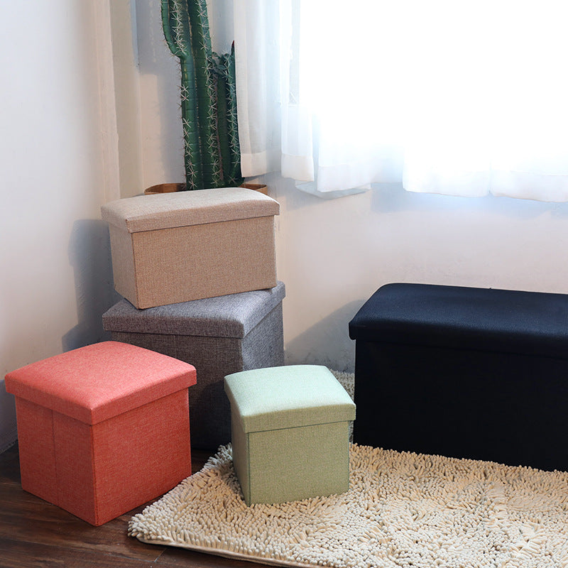 Bangku Ottoman Penyimpanan Linen Lipat | Pijakan Kaki Multifungsi Kotak Penyimpanan Sepatu, Kursi Entri Kubus & Persegi Panjang untuk Kamar Tidur Ruang Tamu