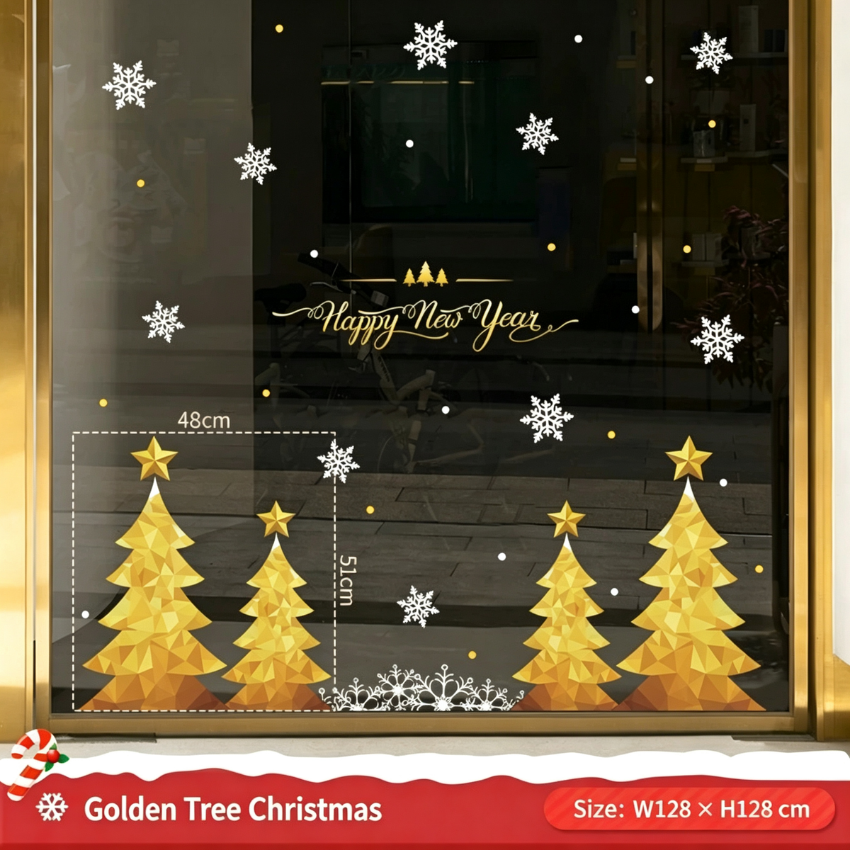 Christmas Static Cling Window Stickers, Removable Holiday Glass Decoration for Storefront and Home