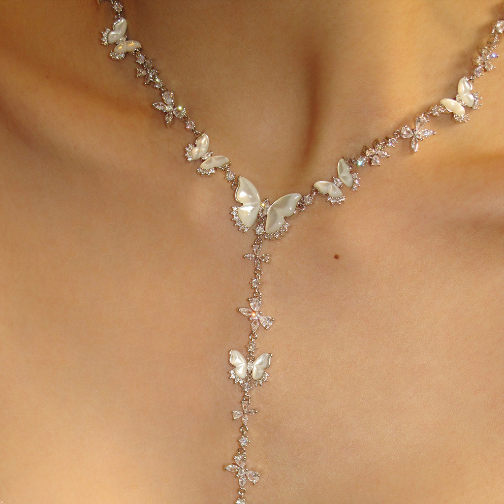 Cubic zirconia butterfly necklace by Yoshan, detail view 12