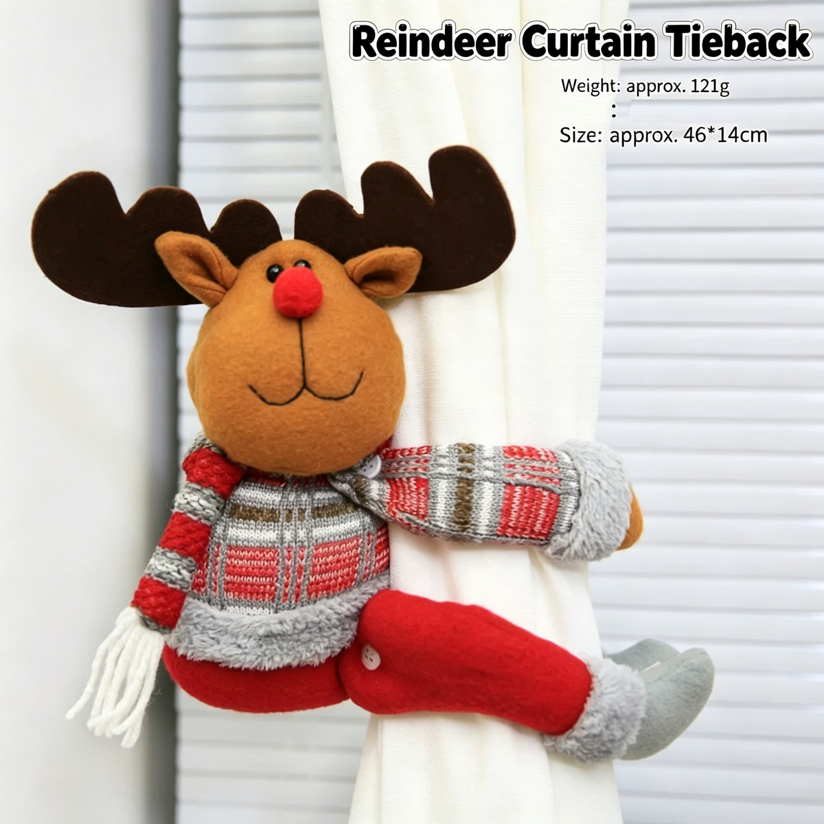 Christmas Character Curtain Tieback, Festive Holiday Window and Drape Decoration for Home