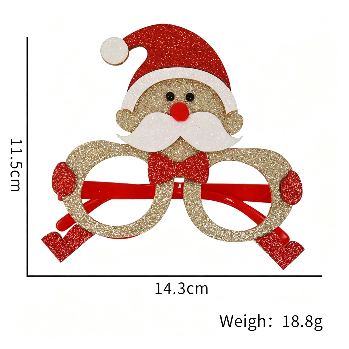 Glitter Santa and Reindeer Party Glasses, Sparkly Christmas Photo Props for Holiday Parties
