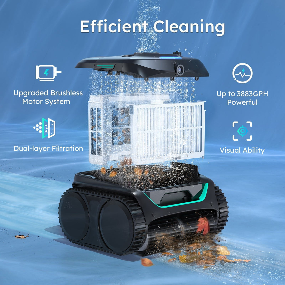 WYBOT C2 Vision Robotic Pool Cleaner Black for Inground and Above Ground Home Swimming Pools